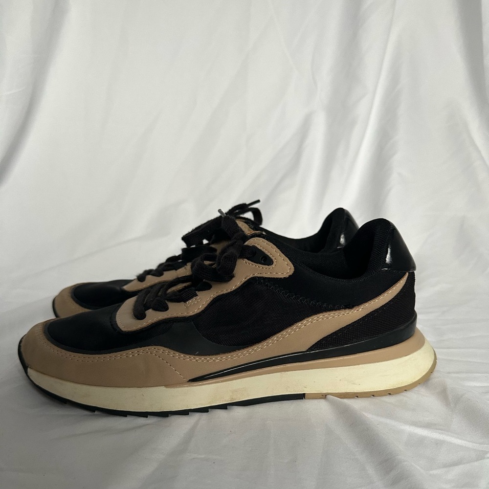 Tan and black Zara sneakers